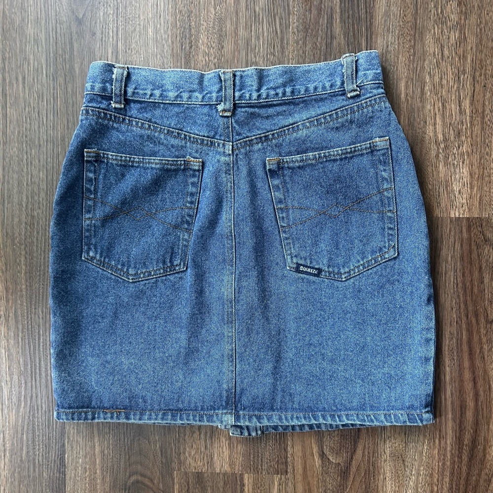 Y2K SQUEEZE JEANS Mini Button Skirt High Rise Indie Sleeze Grunge | Sz 11 / 12 - Picture 7 of 8